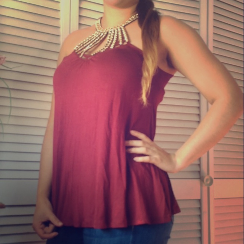 Almost Famous Maroon Holiday Top